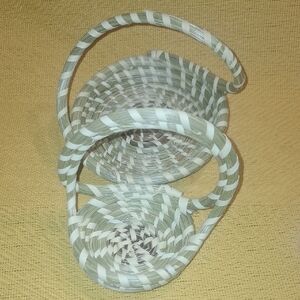 Handwoven Gray and White Basket Set